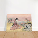 Young Woman Gathering Chrysanthemums by the Stream– Japanese Ukiyo - e Wall Art Print - Brushed Aluminum Print - 70x100 cm / 28x40″ - 