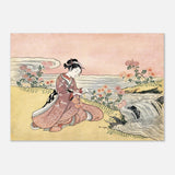 Young Woman Gathering Chrysanthemums by the Stream– Japanese Ukiyo - e Wall Art Print - Aluminum Print - 70x100 cm / 28x40″ - 