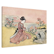 Young Woman Gathering Chrysanthemums by the Stream– Japanese Ukiyo - e Wall Art Print - Canvas - 60x90 cm / 24x36″ - 